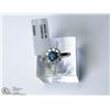 Image 1 : 8) 10KT W. GOLD BLUE DIAMOND W/SIDE DIAMOND RING