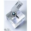 Image 2 : 8) 10KT W. GOLD BLUE DIAMOND W/SIDE DIAMOND RING