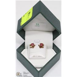 13) 10KT GOLD TOURMALINE MOTHER OF PEARL EARRINGS