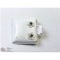 17) 14KT BLUE DIAMOND MOTHER OF PEARL EARRINGS