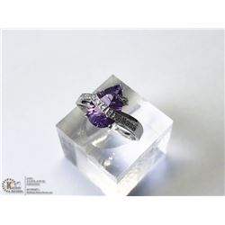 25) 14KT WHITE GOLD AMETHYST CUBIC RING