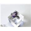 Image 1 : 25) 14KT WHITE GOLD AMETHYST CUBIC RING