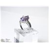 Image 3 : 25) 14KT WHITE GOLD AMETHYST CUBIC RING