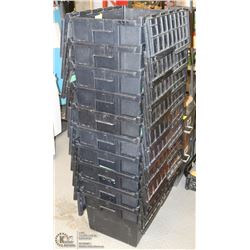 SET OF 10 BLACK HARD CASE TOTES - FOLD TOP LIDS