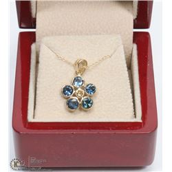 30) 10/14KT GOLD SAPPHIRE & DIAMOND NECKLACE