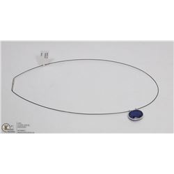 31) 14KT GOLD SAPPHIRE PENDANT NECKLACE