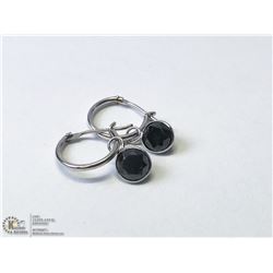 35) 14KT WHITE GOLD BLACK DIAMOND EARRINGS