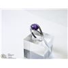 Image 3 : 42) 14KT GOLD AMETHYST & CUBIC ZIRCONIA RING
