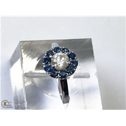43) 10KT WHITE GOLD DIAMOND & SAPPHIRE RING
