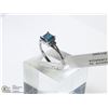 Image 2 : 45) 10KT GOLD BLUE DIAMOND W/ SIDE DIAMONDS RING