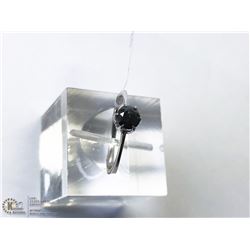 46) 10KT WHITE GOLD BLACK DIAMOND RING