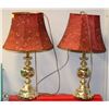 Image 1 : 2 BURGUNDY SHADED LAMPS.