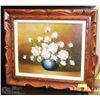 Image 1 : FLORAL OIL PAINTING SIGNED BORG WITH RED WOOD
