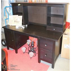 WOOD DESK AND HUTCH 62"WX25"DX54"H WITH LED