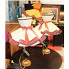Image 1 : 3PC DECORATIVE VINTAGE LAMPS WITH FRINGED FABRIC
