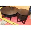Image 1 : BLACK WOOD ROUND COFFEE TABLE AND END TABLE