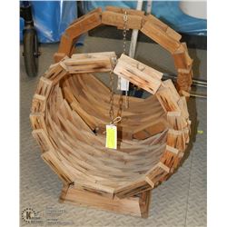 2 WOOD BASKET SHAPED PLANTERS 20" ON STAND