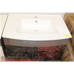 WALL MOUNT VANITY, STAINLESS WITH BLACK DOORS