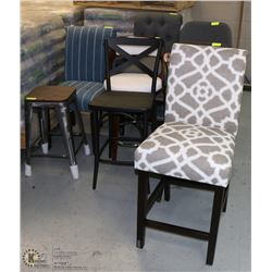 GROUP OF 10 ASSORTED NEW CHAIRS & BAR STOOLS