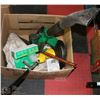 Image 1 : BOX OF YARD EQUIPMENT INCL BLOWER, HEDGE TRIMMER,