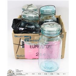 GROUP OF 4 ANTIQUE BLUE JARS