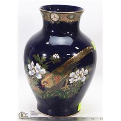 BLUE ASIAN VASE WITH 24K GOLD TRIM