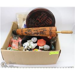BOX OF ASSORTED ASIAN ITEMS