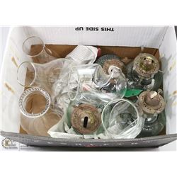 BOX OF COAL OIL LAMPS & MORE