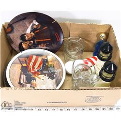 LOT OF NORMAN ROCKWELL PLATES, AVON COLLECTIBLES