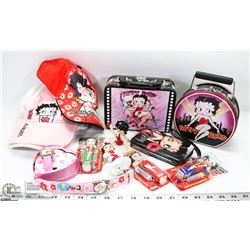 BOX OF BETTY BOOP COLLECTIBLES INCL HATS, PHONE