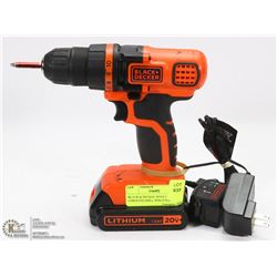 BLACK & DECKER 20VOLT CORDLESS DRILL W/BATTERY