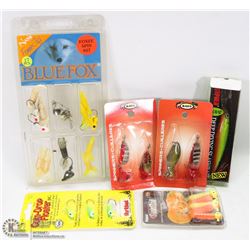 BOX WITH SEVERAL NEW LURES.