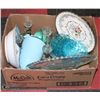 Image 1 : BOX OF MISC INCLUDES AQUA SWIRL FRUIT BOWL SET