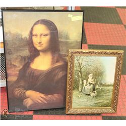 MONA LISA 20"X28" AND VINTAGE PRINT 15"X18"
