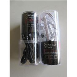 2 New Pairs of Dinosaur Driver Zippered Headphones/1 white 1 black