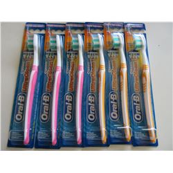 6 New Oral-B Toothbrushes classic soft Factory Sealed/ pink & orange