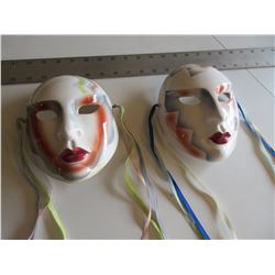 Set of 2 Porcelain Masks Made in Japan hand painted