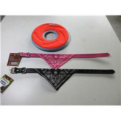 2 small Pet Collars with Bandana & Tough Nylon pet Frisbee
