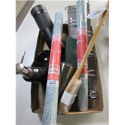 Flat of Assorted Home Décor / 6 double hook rack / bath brush / drawer liner