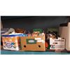 Image 1 : THREE BOXES OF ESTATE GOODS AND LINCOLN LOGS AND RADIO, TINS AND AVON COLLECTABLES