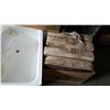 Image 4 : PVC WASH TUB AND BOX OF PLASTIC FORKS AND BASEBALL BASES