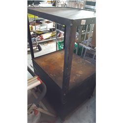 ROLLING 2 TIER METAL SHOP CART W/ STORAGE