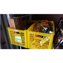 2 CRATES OF CLIMBING SLACKLINES, BATTERY HOLDDOWN BOLTS, MUFFLER BANDAGES AND GEARLUBE HAND PUMP
