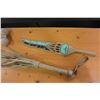 Image 2 : FIRST NATIONS CARVED FEATHER AND DRUM AND LEATHER WHIP AND ROLLER