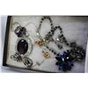 Image 2 : TWO TRAYS OF ESTATE JEWELLRY LOOSE GEMS AND STERLING SHELL JEWELLRY