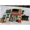 Image 1 : CIGAR BOX W/ COLLECTIBLES, LIGHTERS, MATCH BOOKS, PAPERS, AND GLASSES