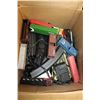 Image 1 : BOX OF HO SCALE TRAIN ENGINES, CARS, AND TRACKS