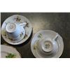 Image 2 : BOX OF VARIOUS CHINA TEACUPS, SAUCERS, AND COOKIE SERVER