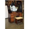 Image 1 : ANTIQUE WATERFALL VANITY W/ MIRROR AND CHAIR