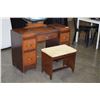 Image 2 : ANTIQUE WATERFALL VANITY W/ MIRROR AND CHAIR